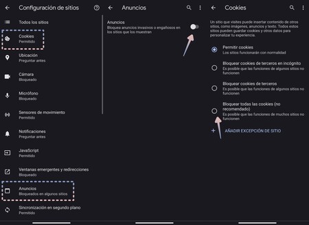 Chrome Configuracion De Sitios