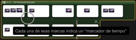 Vista de los marcadores de tiempo
