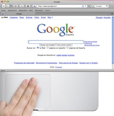 Gestos multitouch con tres dedos en Firefox 3.5