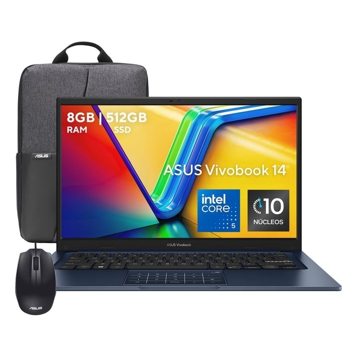 Laptop Asus Vivobook Ci5 8GB 512GB Azul + Backpack + Mouse