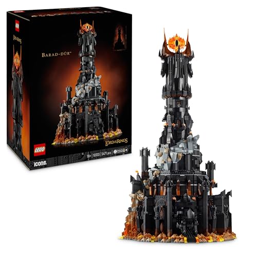 LEGO Icons El Señor de los Anillos: Barad-dûr Maqueta para Adultos Fortaleza de ESDLA, Minifiguras de Personajes Inc. Sauron, Gothmog, Orcos, Frodo, Sam y Gollum, Regalo para Hombres y Mujeres 10333