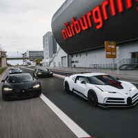 Cuatro Bugatti que suman 20 millones de euros y 6.100 CV, en Nürburgring: da igual cuando veas esto porque la imagen es eterna 