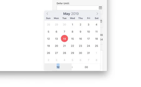 OmniFocus Web インスペクタのカレンダーで日付を選択します。