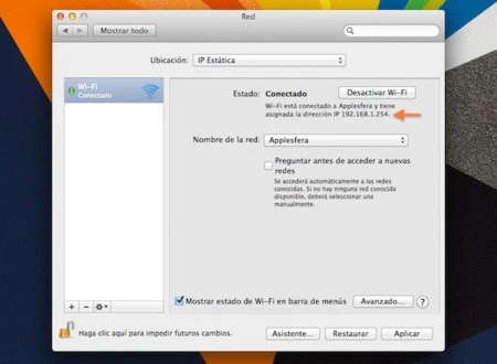 IP Fija conseguida en OS X