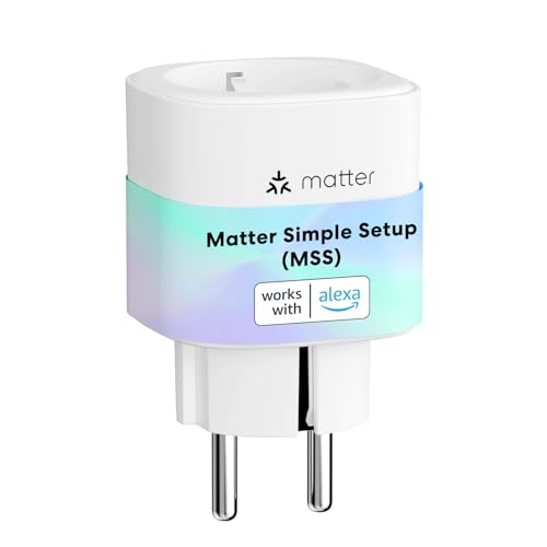 Meross Enchufe Inteligente Matter con Consumo de Energía, WiFi Enchufe con Matter Simple Setup(MSS), Mide Producción de Paneles Solares Fotovoltaicos, Compatible con Alexa, Apple Home y Google Home