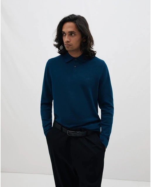 Polo de hombre de algodón de manga larga