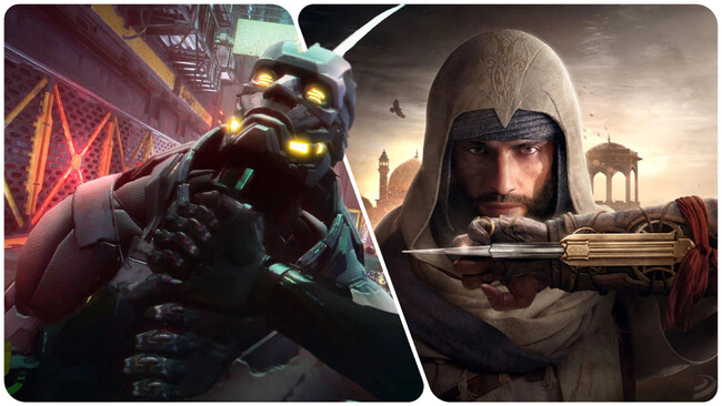 Imágenes de Ghostrunner y Assassin's Creed Mirage ( One More Level y Ubisoft)