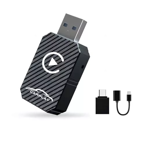 Adaptador Carplay Inalámbrico, actualización 2025 Wireless CarPlay para Coches, Convierte Adaptador Carplay con Cable a Inalámbrico para Control Inalámbrico Plug & Play Carplay Compatible iOS 10+