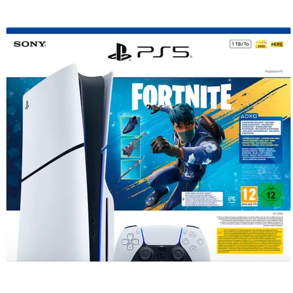 PS5 Slim 1TB Edición Estándar Blanca + Fortnite Flowering Chaos