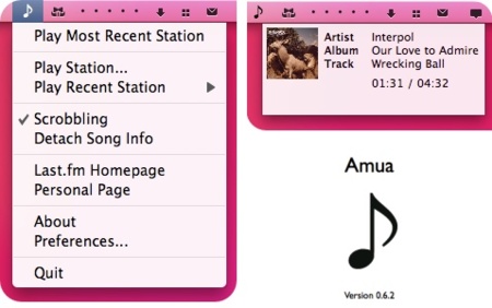 Amua, una pequeña nota musical en tu menú que se conecta a Last.fm