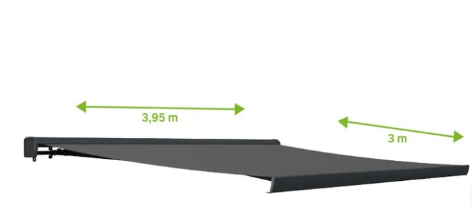 Toldo Zefir brazo extensible motorizado con cofre gris tela gris 3.95x3 m