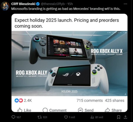 Cliff Creador Gears War Xbox Rog Ally Portatil