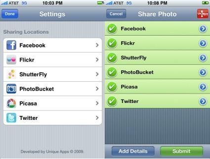 Photoscatter, publica imágenes desde el iPhone a varios servicios simultáneamente