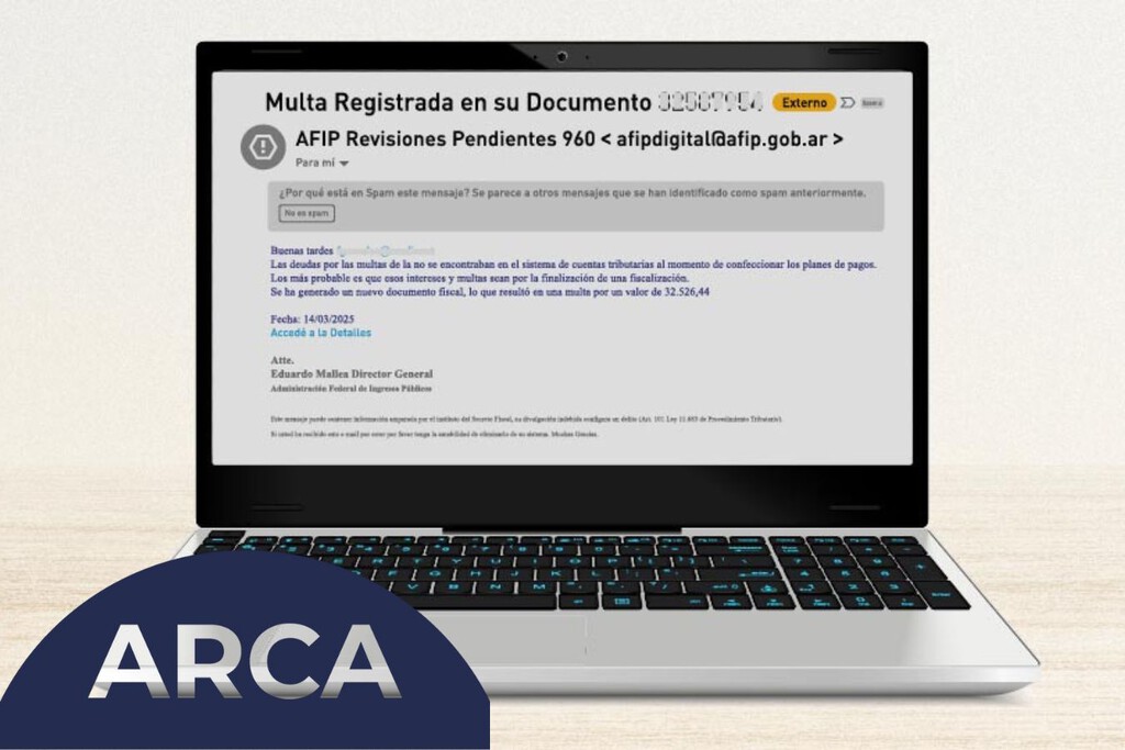 Alerta de phishing en Argentina: si recibís un mail en nombre de AFIP o ARCA que te solicita abonar deudas, se trata de una estafa 