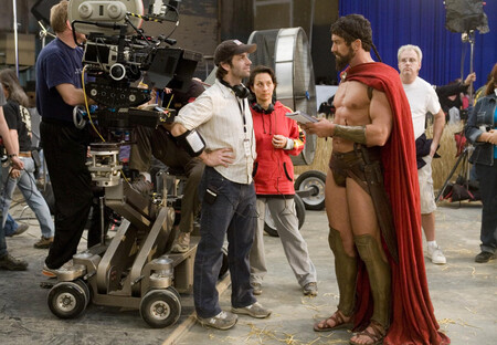 Zack Snyder y Gerard Butler en el rodaje de '300'