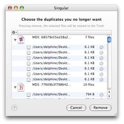 Singular: Para encontrar duplicados de archivos