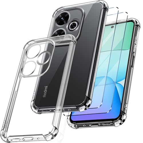 New&Teck - Funda para Xiaomi Redmi 13 4G + 2 Protectores de Pantalla de Cristal Templado