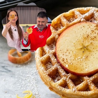 Waffle de manzana con masa de hot cakes: el postre fácil de 2 ingredientes, de Karla Díaz y el chef Sandoval 
 