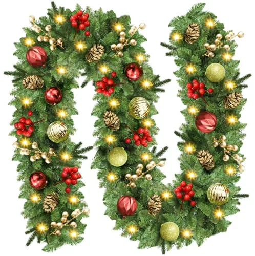 BOOPNEW Guirnalda Navidad, 2,7m 30LED Guirnaldas Navideñas con Luces, Navidad Decoración, Adornos Navideños, Decoracion para Exterior, Escaleras, Chimenea, Puerta de Entrada Patio y Jardín
