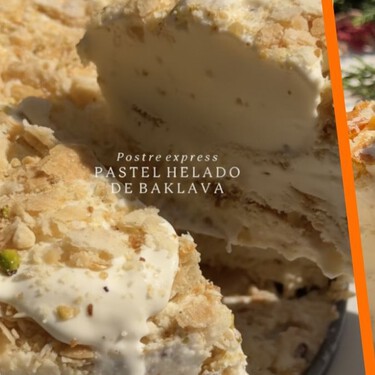 Este pastel helado de baklava es el postre que suena muy elegante, pero es facilísimo de hacer: solo necesitas 5 ingredientes