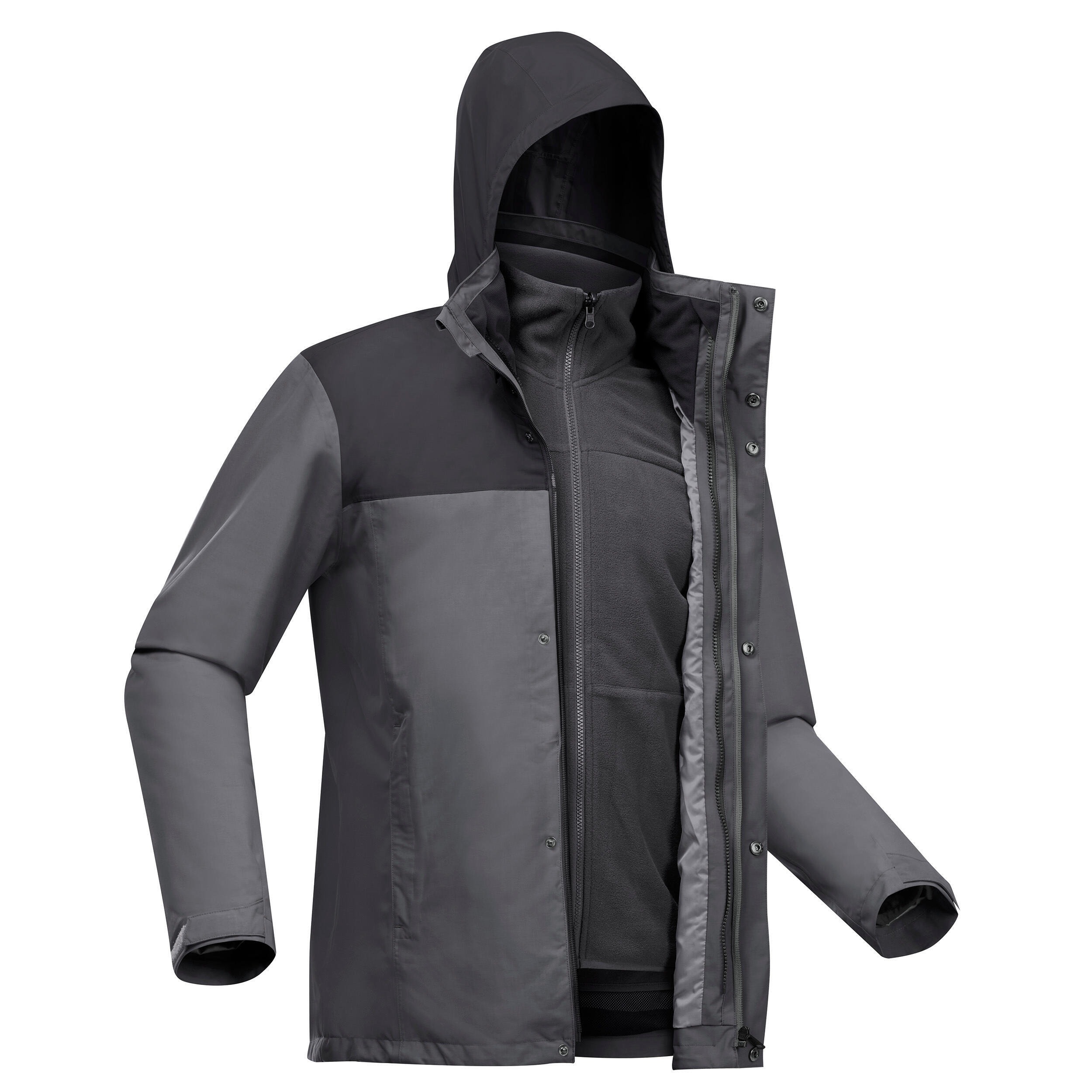 Chaqueta de montaña y trekking 3 en 1 impermeable Hombre Forclaz Travel 100