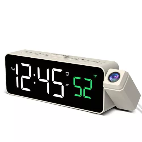 Netzu Despertador Digital con proyección de Pared de Techo con proyector de 180°