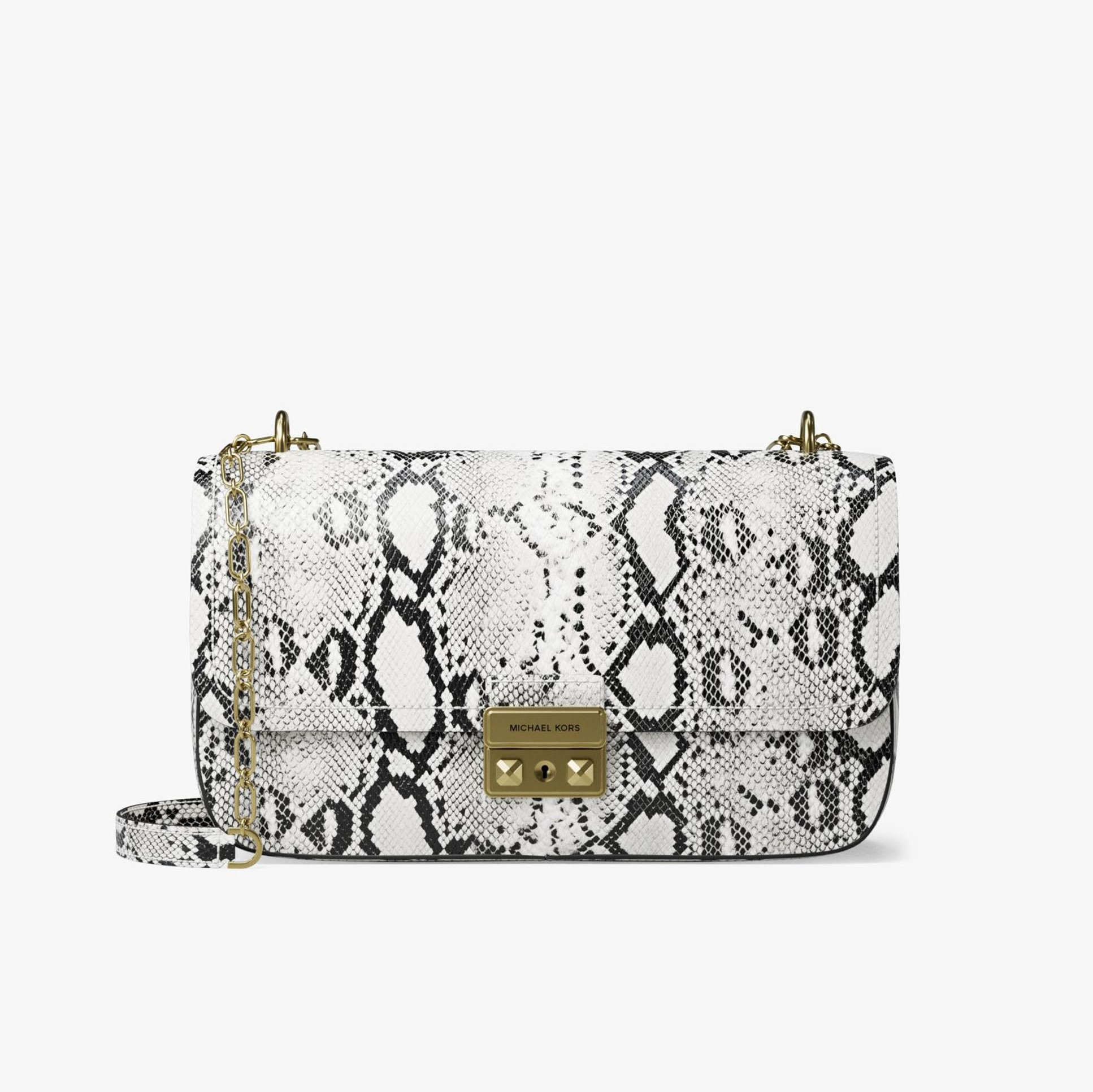 Bolso de hombro Tribeca grandre de piel con motivo de serpiente convertible a bandolera Michael Michael Kors