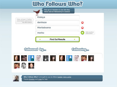 Who Follows Who? Conoce los usuarios en común de hasta 5 usuarios de Twitter