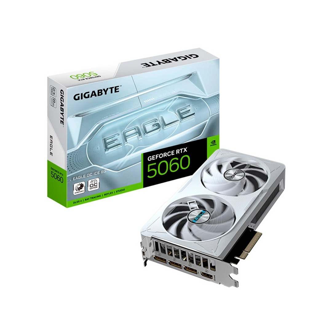 Tarjeta Gráfica Gigabyte GeForce RTX 5060 EAGLE OC ICE 8GB GDDR7 DLSS4
