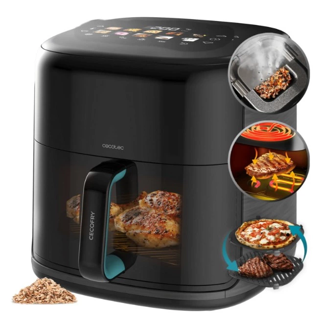 Freidora de aire - Cecotec Cecofry&Grill Smokin'Prime 8500, 8,5L, Plancha, Grill