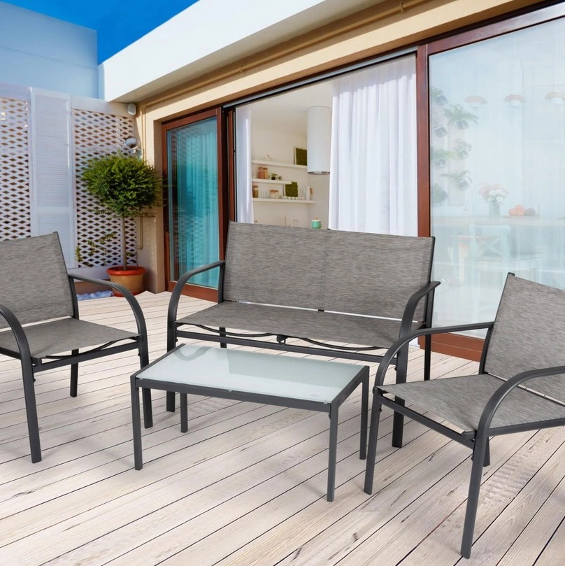  Conjunto de jardín PARIS acero inoxidable gris 4 plazas

