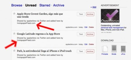 InstapaperFeed: los enlaces con más clicks en Twitter o delicious en tu cuenta de Instapaper