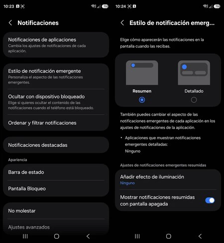 Dejar menos hueco a las notificaciones visuales