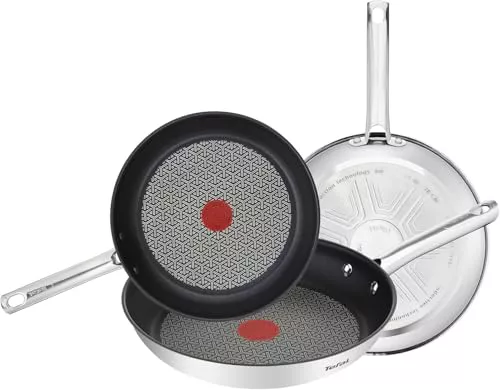 Tefal Duetto - Juego de 3 sartenes, Acero inoxidable