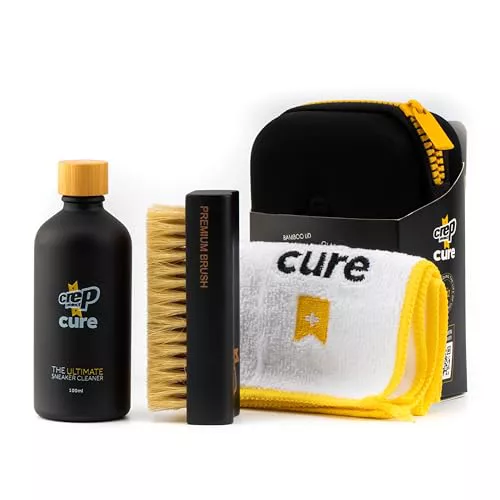 Crep Protect - CURE Kit - Kit de limpieza de zapatillas premium, con cepillo, solución (100ml), paño de microfibra y bolsa reutilizable