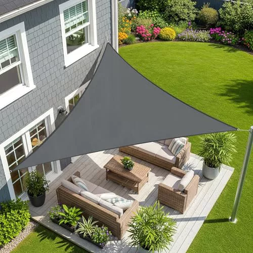 Sunnylaxx 3x3x3m Impermeable Toldo Vela de Sombra, Triangular Antracita Toldos Exterior Terraza Protección Rayos UV para Exteriores, Pergola, Jardín,Terrazas