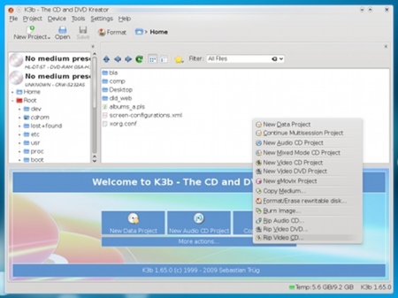 Primeras imágenes de K3b en KDE4