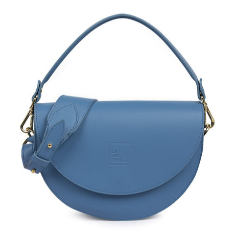Bandolera de mujer multiposición de piel tipo saddle en color azul Leandra