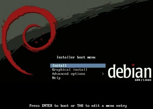 Debian GNU/Linux 5.0 Lenny - Menú inicial