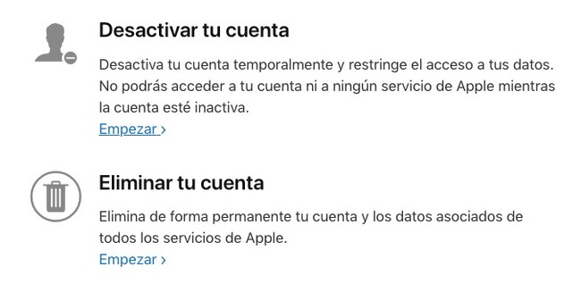 Apple Eliminar Cuenta