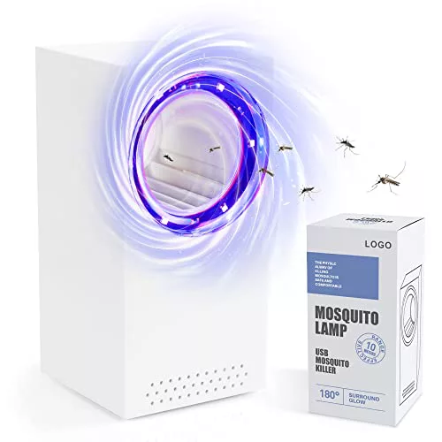 Matainsectos eléctrico, lámpara eléctrica con luz UV, lámpara matainsectos USB, Trampa para Mosquitos Bug Zapper atrae Insectos voladores para Interiores y Exteriores