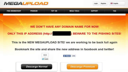 Cuidado con las webs falsas que simulan ser Megaupload