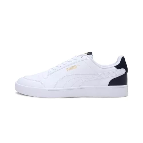 PUMA Shuffle, Zapatillas Unisex adulto, Blanco (Puma White/Puma White/Peacoat/Puma Team Gold)