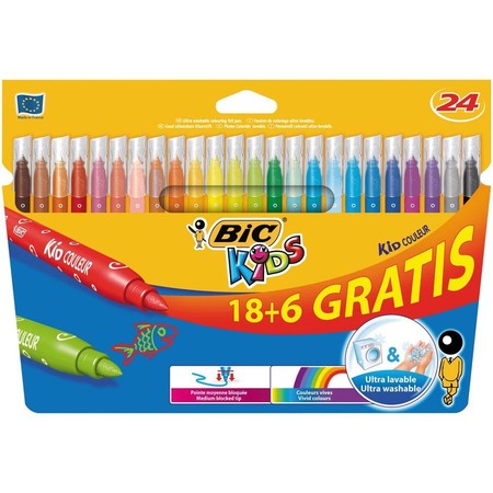 En Amazon: pack de 24 rotuladores Bic Kid Couleur por 3,30 euros. Producto plus
