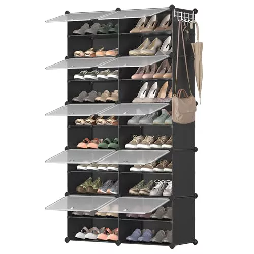 SONGMICS Mueble Zapatero Plástico, 10 Compartimentos para 40 Pares de Zapatos