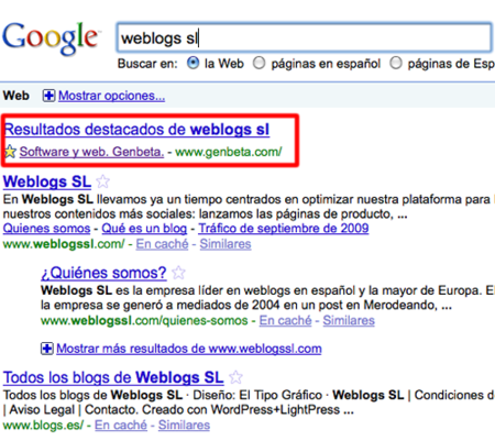 El buscador de Google añade estrellas para destacar resultados