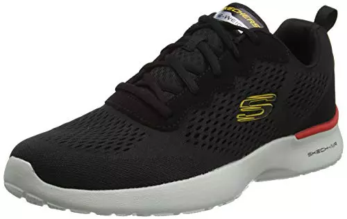Skechers Skech-Air Dynamight Tuned Up, Zapatillas de Deporte Hombre, Black Engineered Mesh PU Gray Trim, 43 EU
