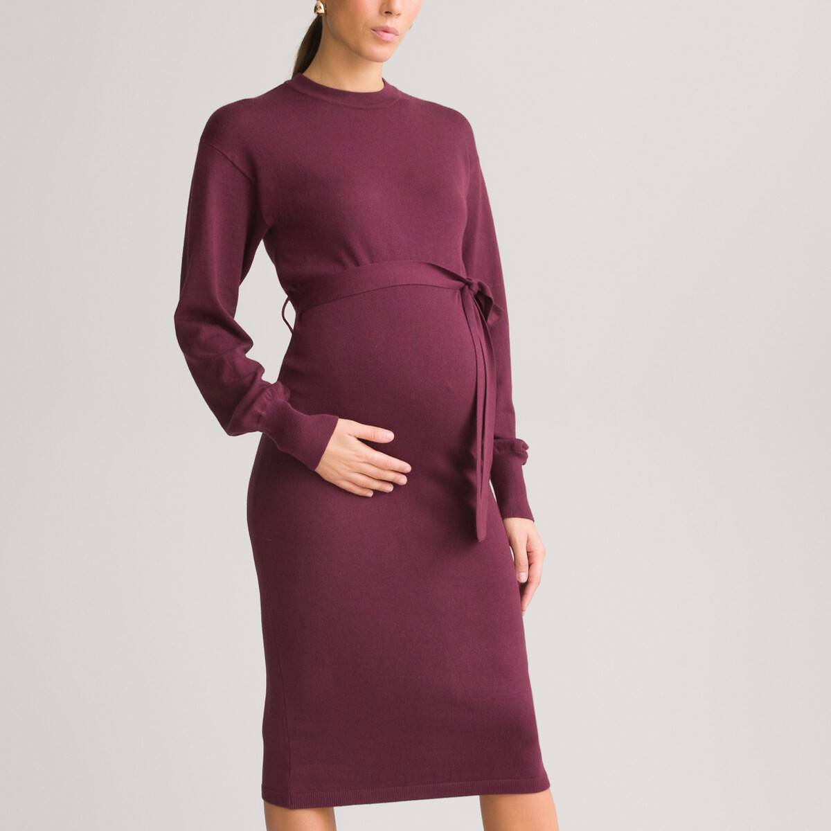 Vestido para embarazada de manga larga de punto