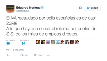 Tweet Eduardo Noriega Iva Espana