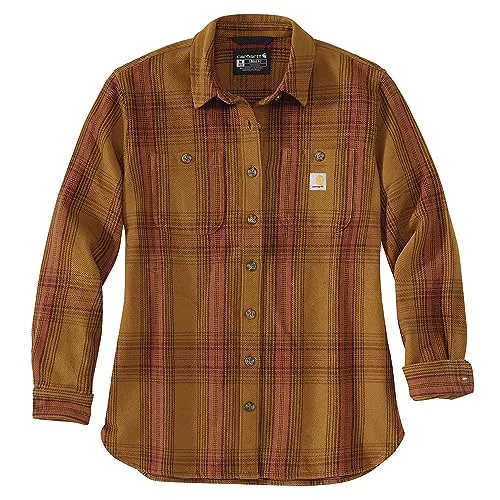 Carhartt Camisa de manga larga para mujer de sarga L/S, marrón, L
